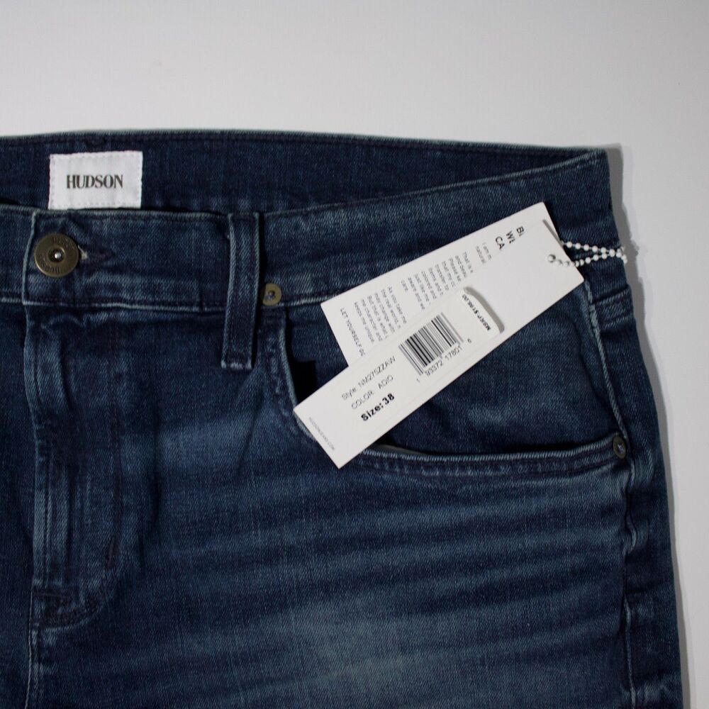 NWT $198 Hudson Blake Slim Straight Jeans Dark Wash Stretch Men Size 38x34 (J1) - Picture 8 of 15
